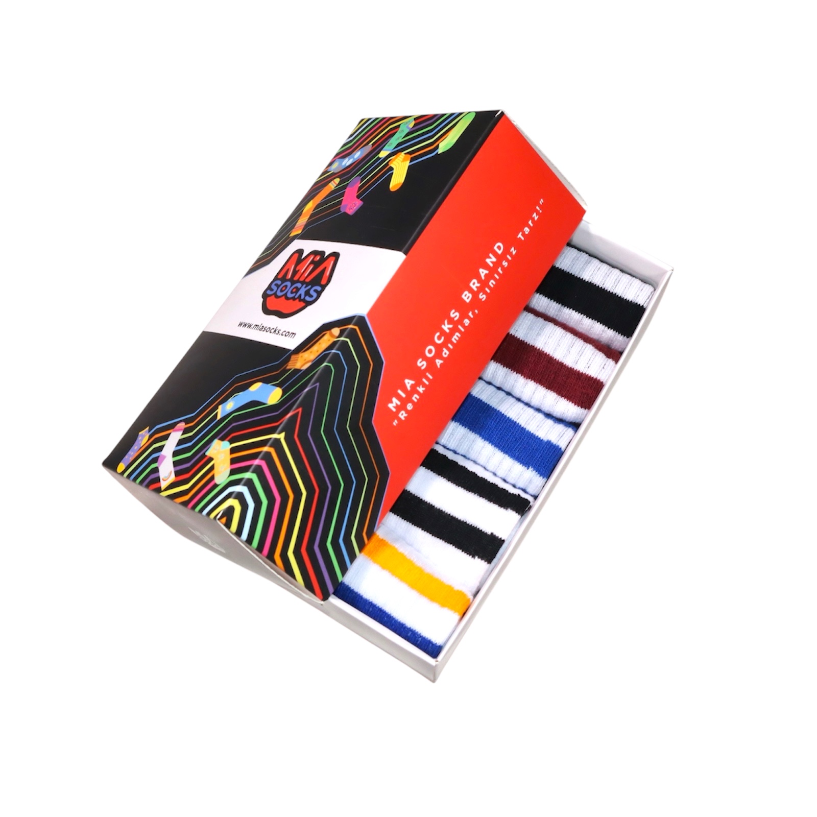 5'li Renkli Şerit Desenli Set