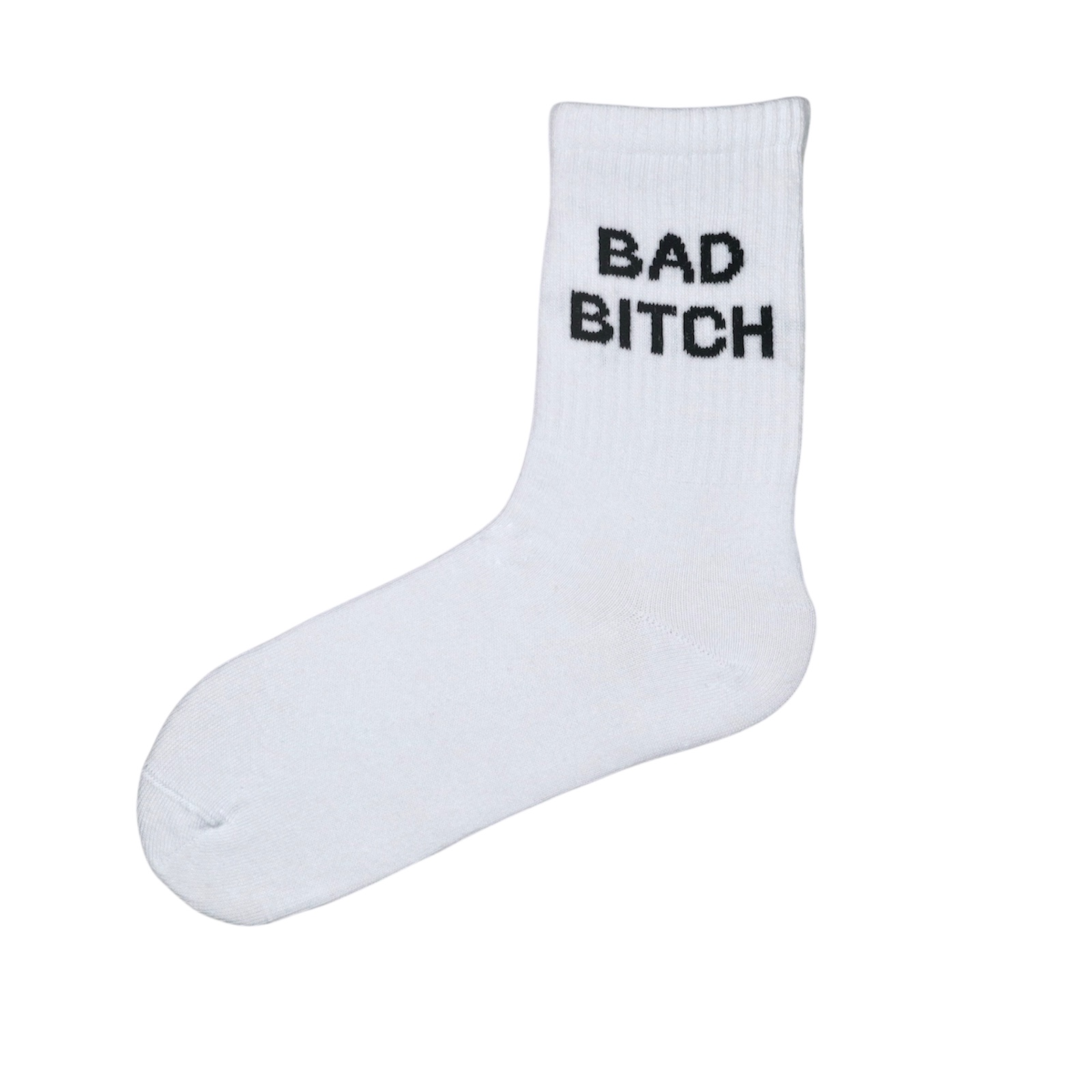 Beyaz BAD BITCH Yazılı Desenli Çorap - Görsel 2