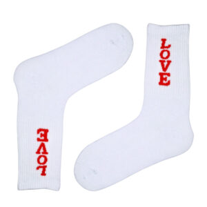Kırmızı LOVE Yazılı Desenli Çorap
