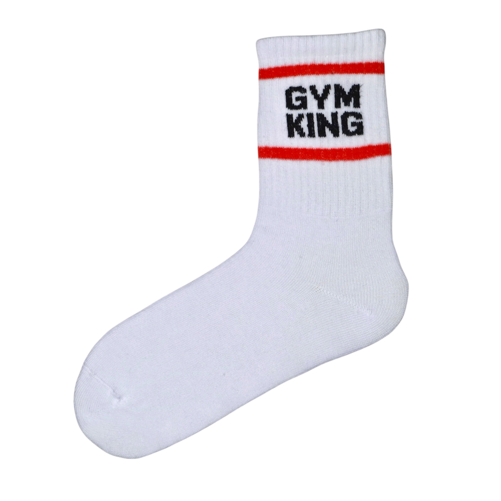 Kırmızı Şeritli GYM KING Yazılı Çorap - Görsel 2