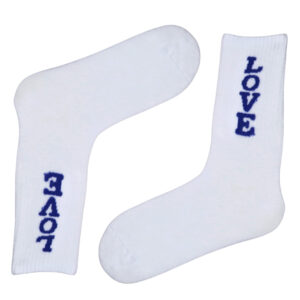Mavi LOVE Yazılı Desenli Çorap