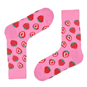 Pembe Çilek Desenli Çorap