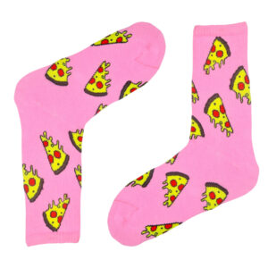 Pembe Pizza Dilim Desenli Çorap
