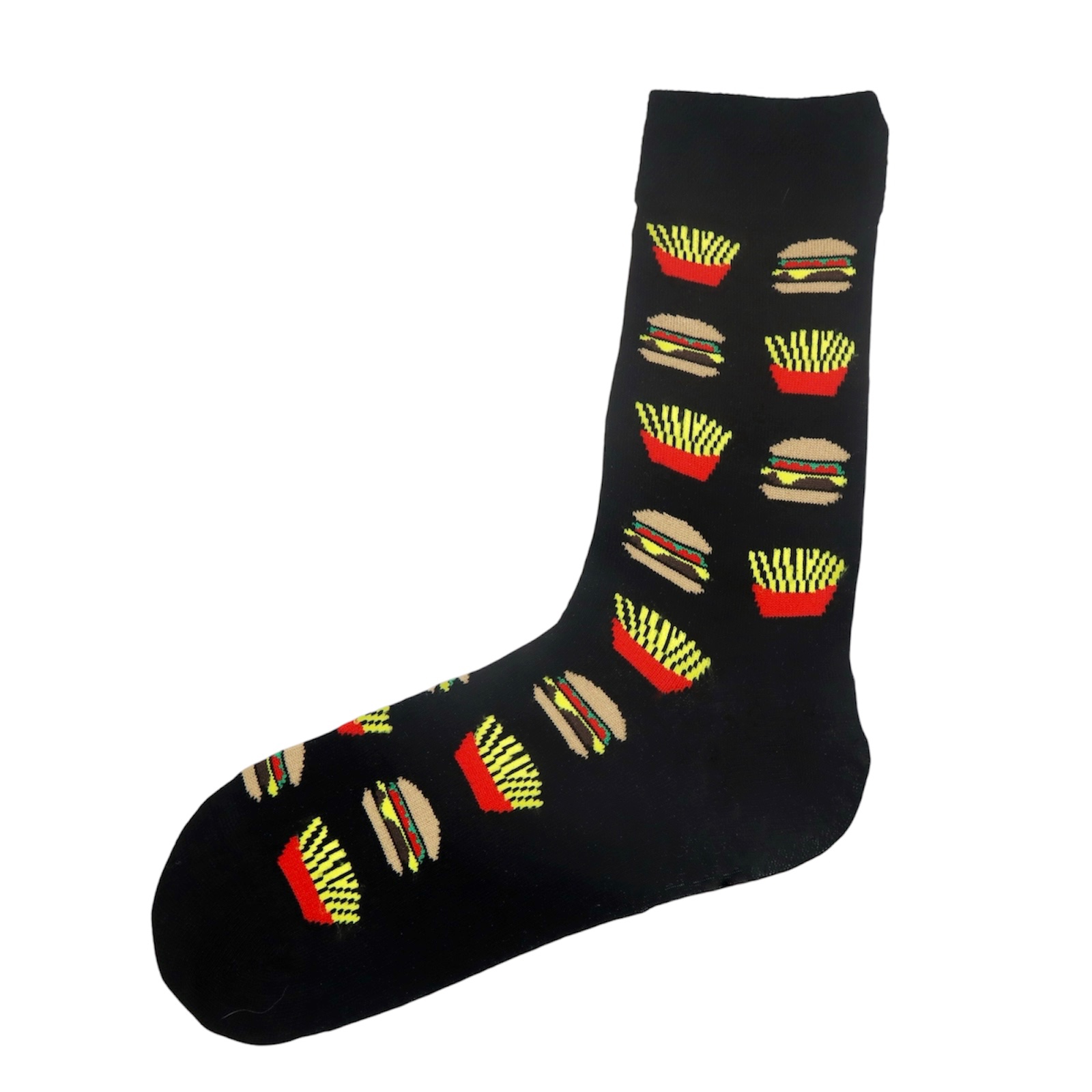 Siyah Hamburger ve Patates Desenli Çorap - Görsel 2