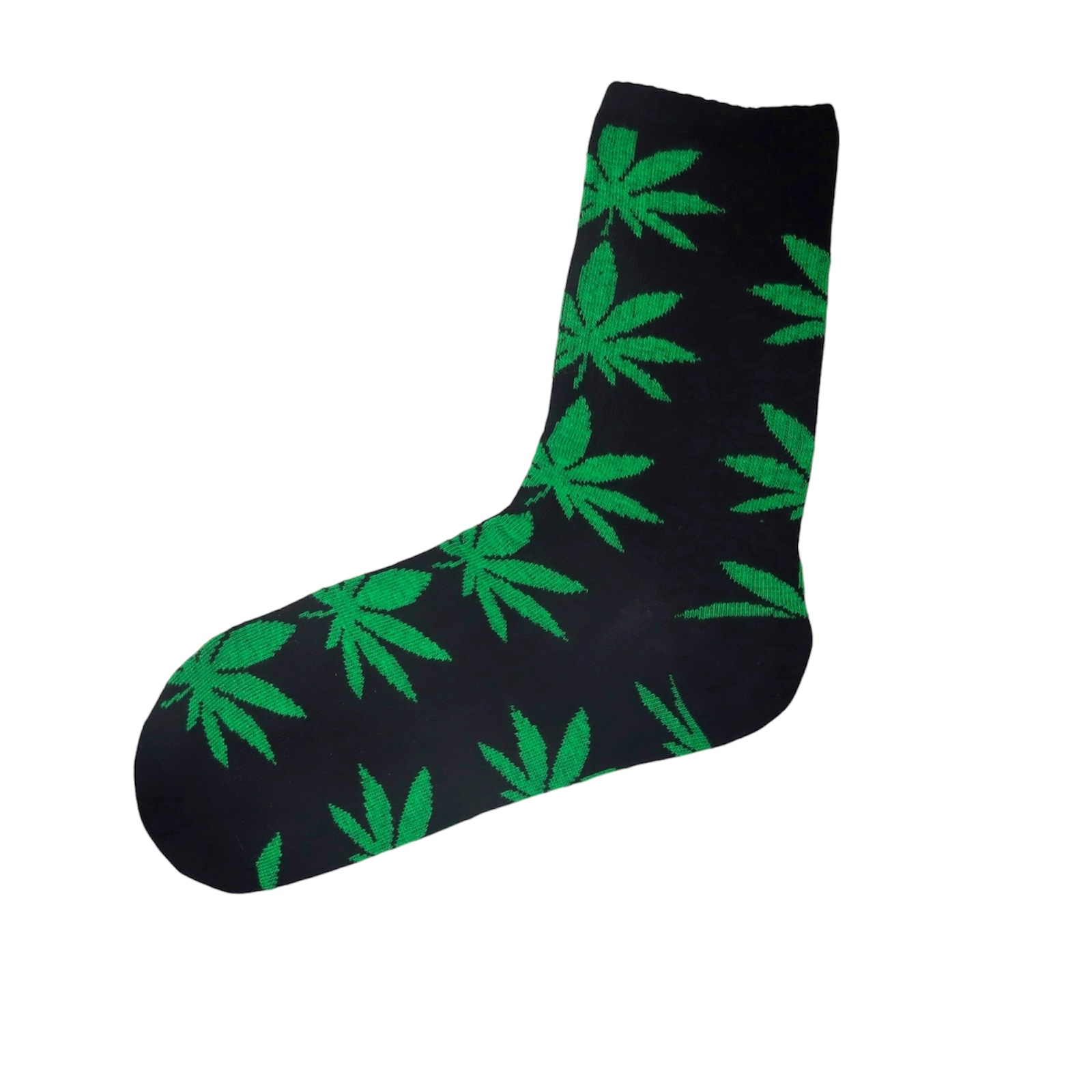 Siyah Yeşil Yaprak (Mari) Desenli Çorap - Görsel 2