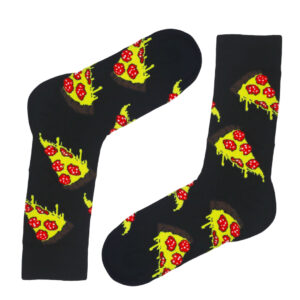 Siyah Pizza Dilim Desenli Çorap