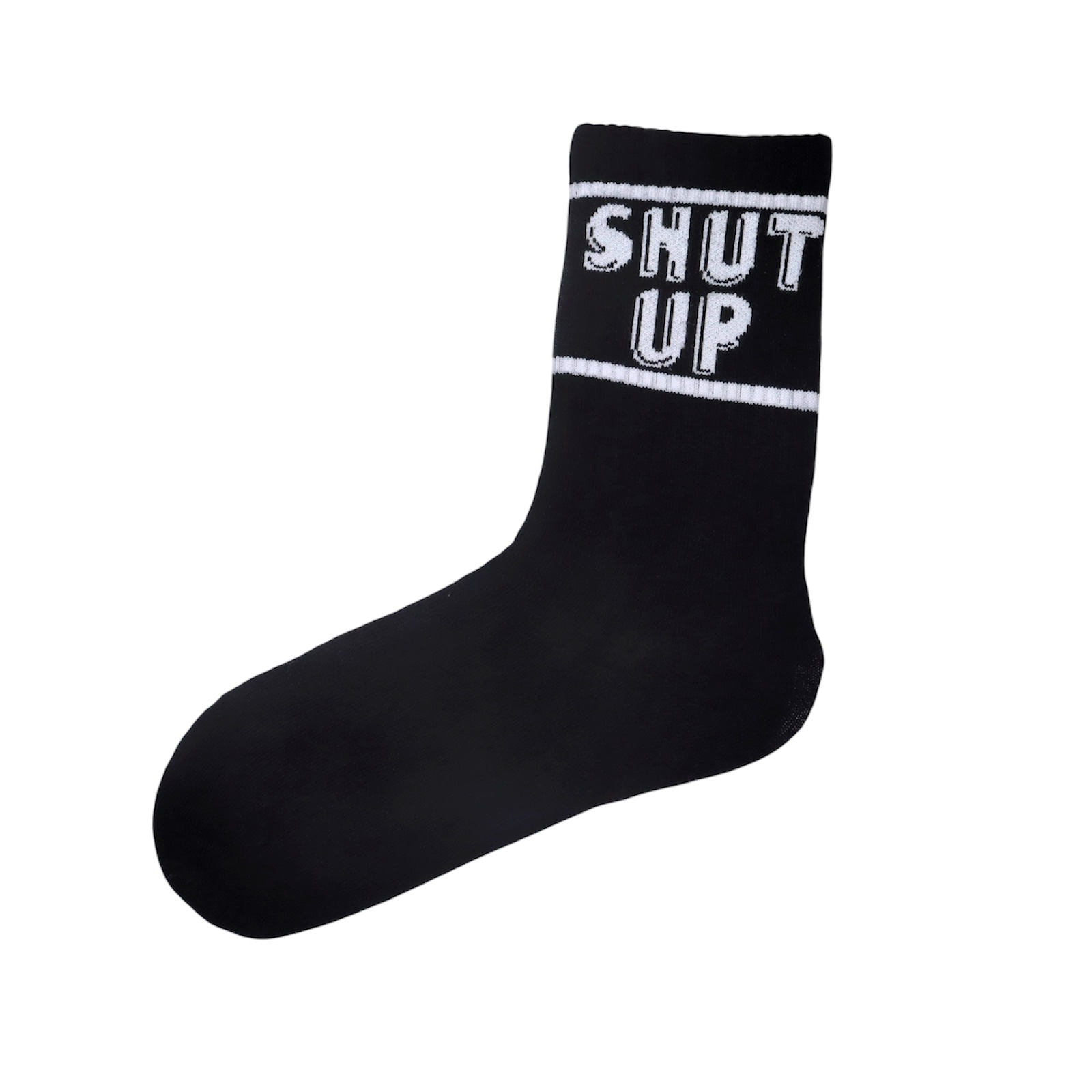 Siyah Shut Up Yazılı Desenli Çorap - Görsel 2