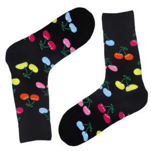 Siyah Kiraz Desenli Çorap