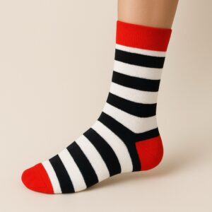 Siyah Kırmızı Çizgili Çorap