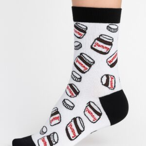 Beyaz Nutella Desenli Çorap