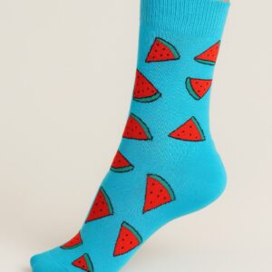 Mavi Karpuz Dilim Desenli Çorap