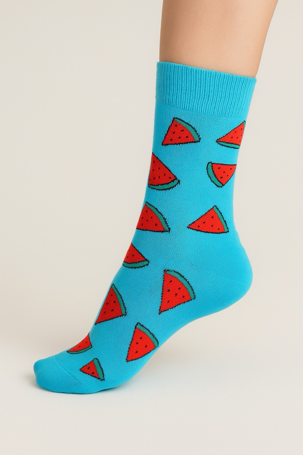 Mavi Karpuz Dilim Desenli Çorap