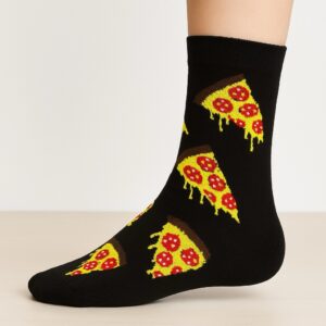 Siyah Pizza Dilim Desenli Çorap