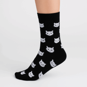 Siyah Kedi Desenli Çorap